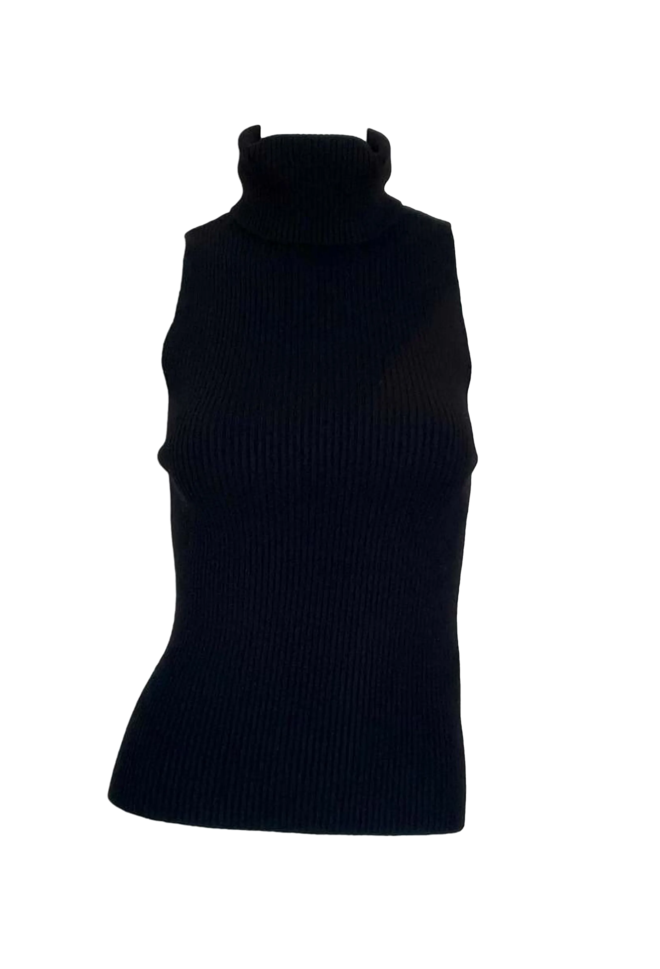 Rib Sleevless Turtleneck Sweater