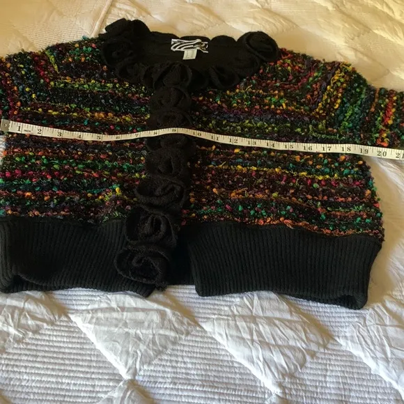 Roberto Naldi Italian Wool Blend Multi Colors Snap Front Cardigan Sweater Jacket