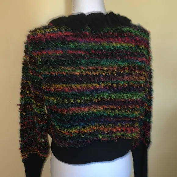 Roberto Naldi Italian Wool Blend Multi Colors Snap Front Cardigan Sweater Jacket