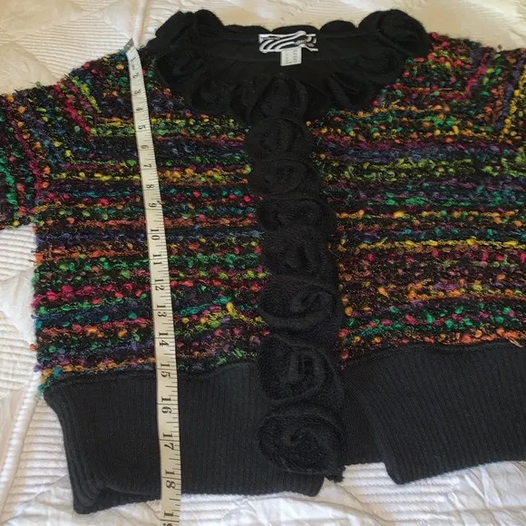 Roberto Naldi Italian Wool Blend Multi Colors Snap Front Cardigan Sweater Jacket