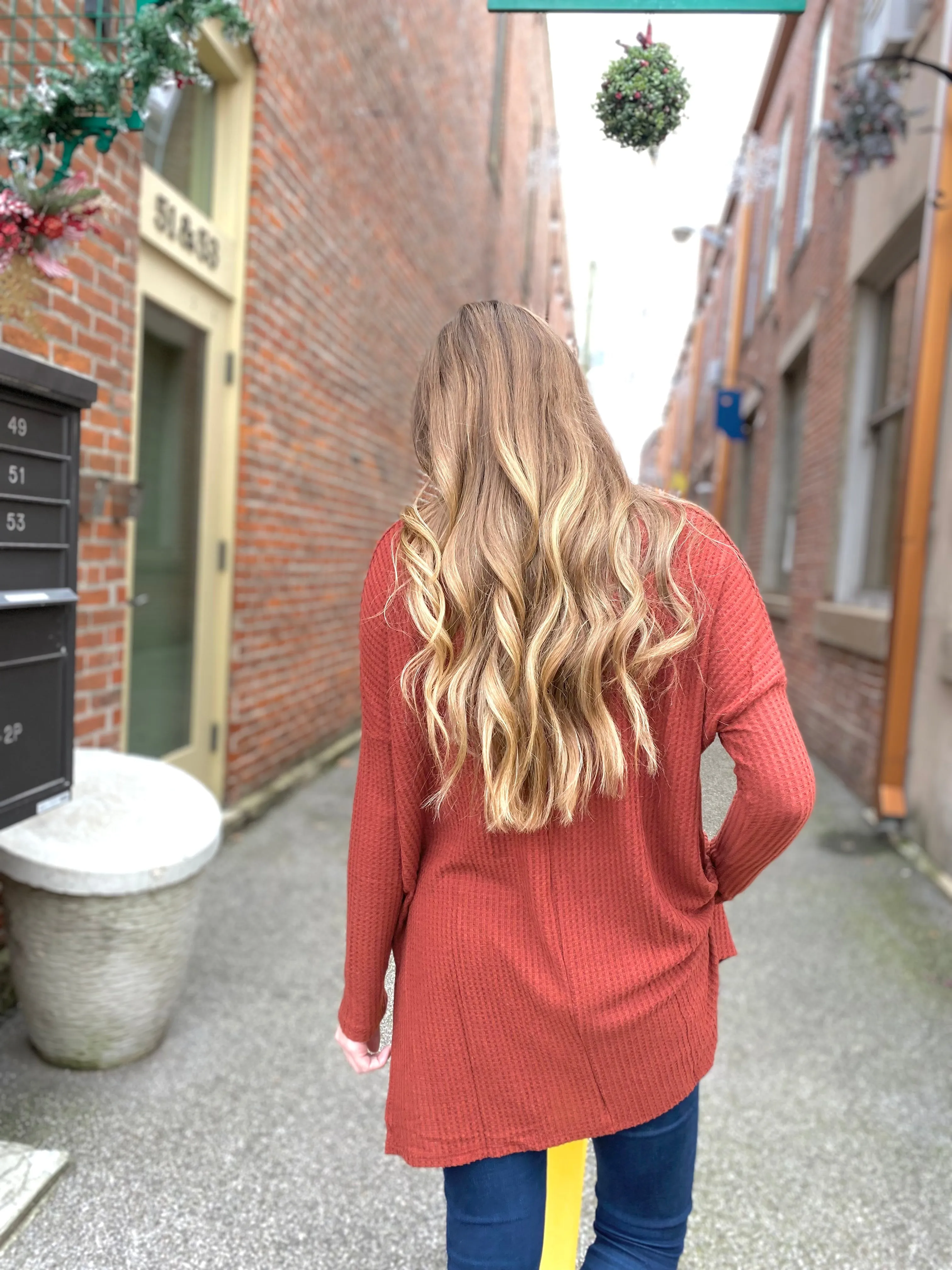 Rust Thermal V Neck