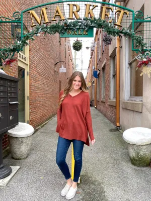 Rust Thermal V Neck