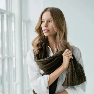 S O P H I E // Cosy Cable Scarf KHAKI