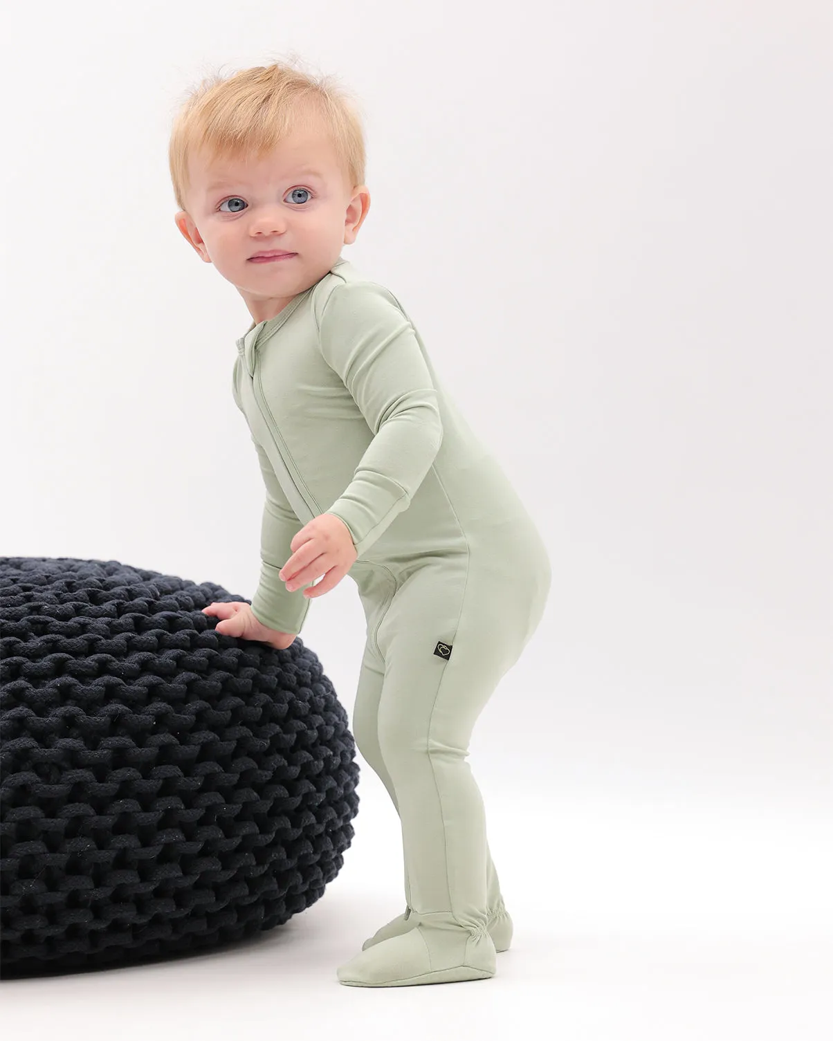 Sage Zipper Footie