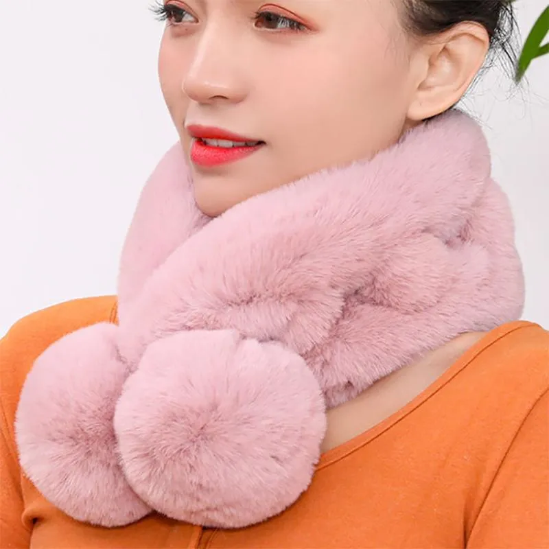 Scarf Women Winter Rex Rabbit Fur Imitation Fur Winter Scarf Women Thick Warmth Collar All-match