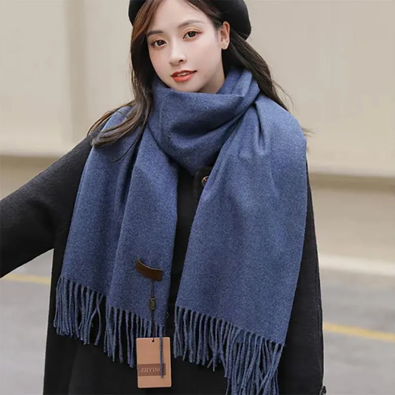 Scarf Women's Winter Warmth Solid Color Thick High-end Autumn Shawl Dual-use Versatile Neck and Collar