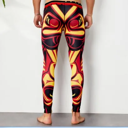 SEOBEAN winter Tights Autumn Workout fitness Mens sexy Geometrical pattern Long johns Low Rise leggings Underpants