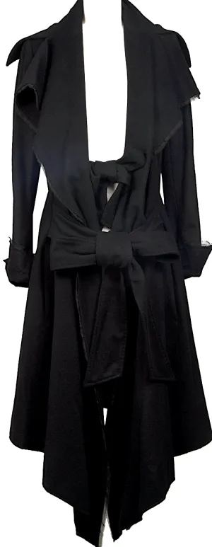 Sharon Wauchob Japan. Black Cashmere Cutting Blended Wool Coat