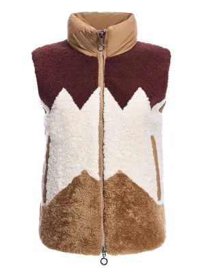 Shearling Lamb Vest with Nylon Puffer Back