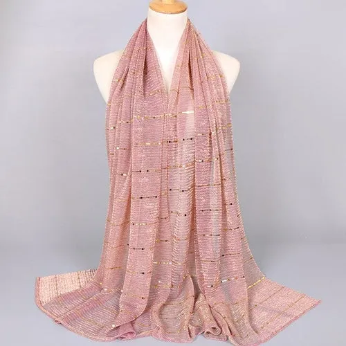 Shimmering Muslim Foulard Scarf for Women