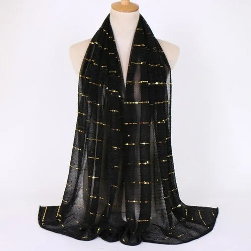 Shimmering Muslim Foulard Scarf for Women