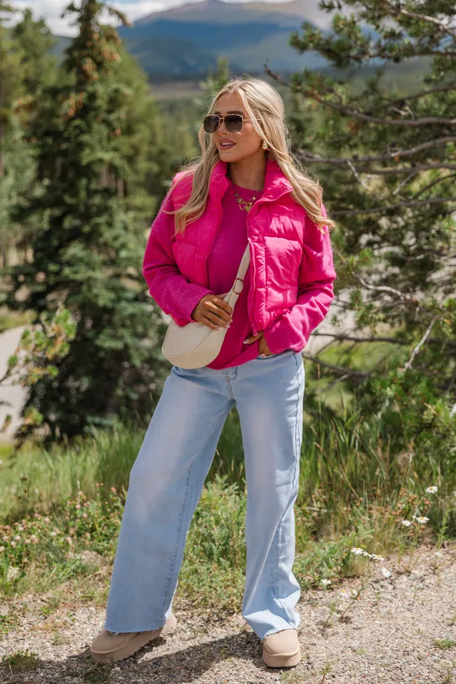 Sights To See Fuchsia Cropped Puffer Vest FINAL SALE