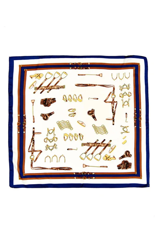 Silky Square Light Weight Equestrian Themed Scarf