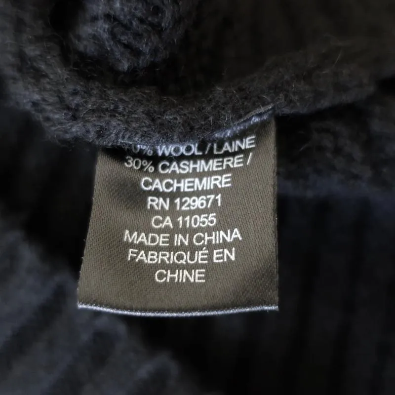 Skull Cashmere Sweater Black Ribbed & Cable Knit Wool-Cashmere Size Small
