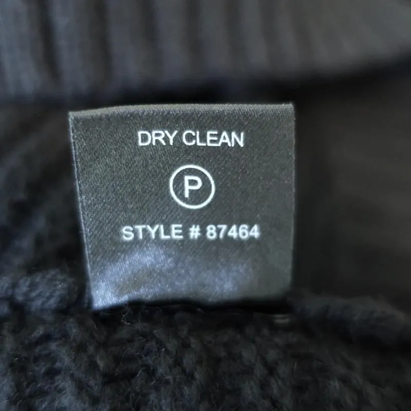Skull Cashmere Sweater Black Ribbed & Cable Knit Wool-Cashmere Size Small