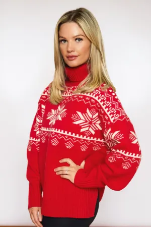 Snowflake Chunky Knit Slouch Christmas Jumper