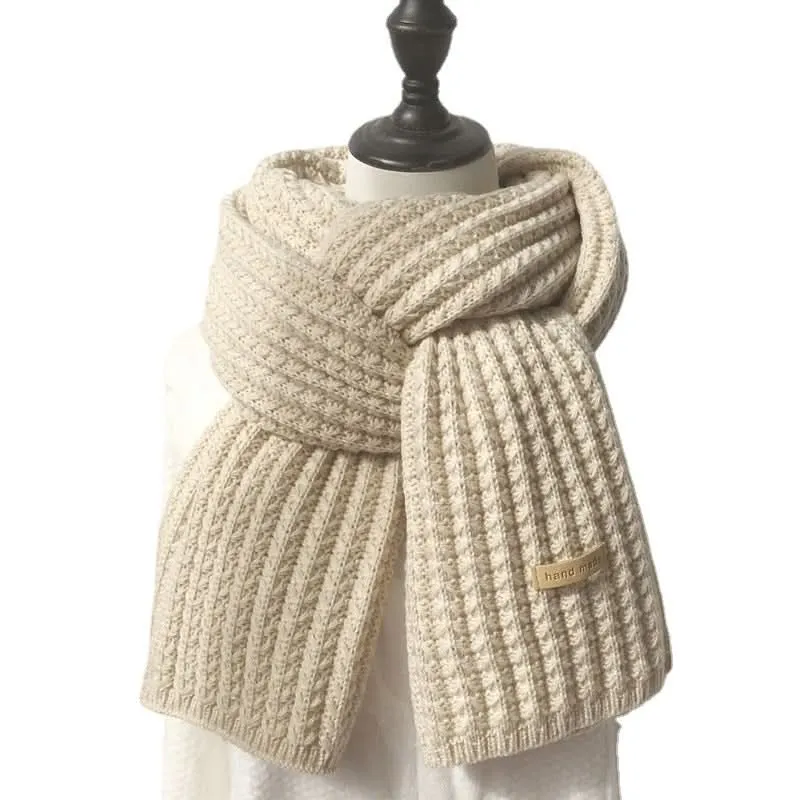 Solid Color Wool Knitted Scarf for Women – Warm & Trendy