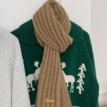 Solid Color Wool Knitted Scarf for Women – Warm & Trendy