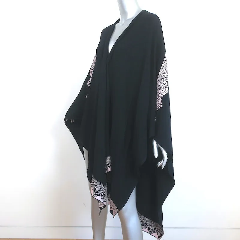 St. John Collection by Marie Gray Wrap Shawl Black/Light Pink Intarsia Knit