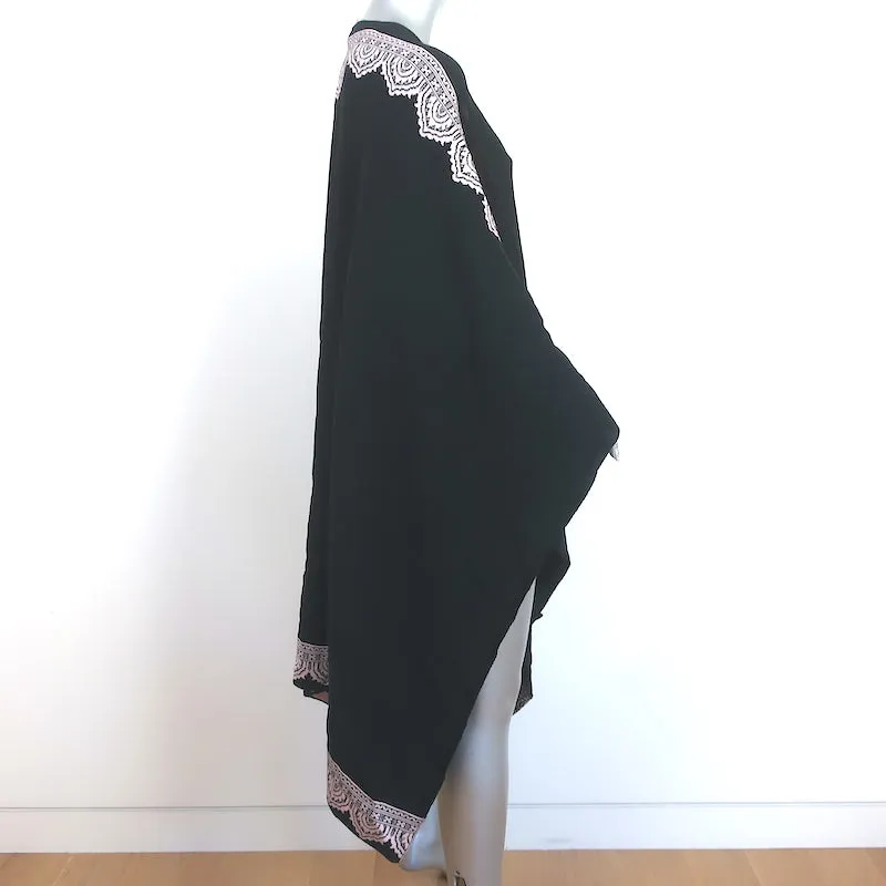 St. John Collection by Marie Gray Wrap Shawl Black/Light Pink Intarsia Knit
