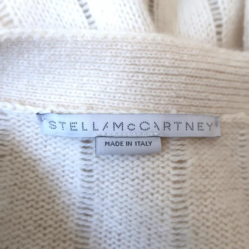 Stella McCartney Cardigan Cream Lace-Trim Cashmere-Wool Size 36 V-Neck Sweater