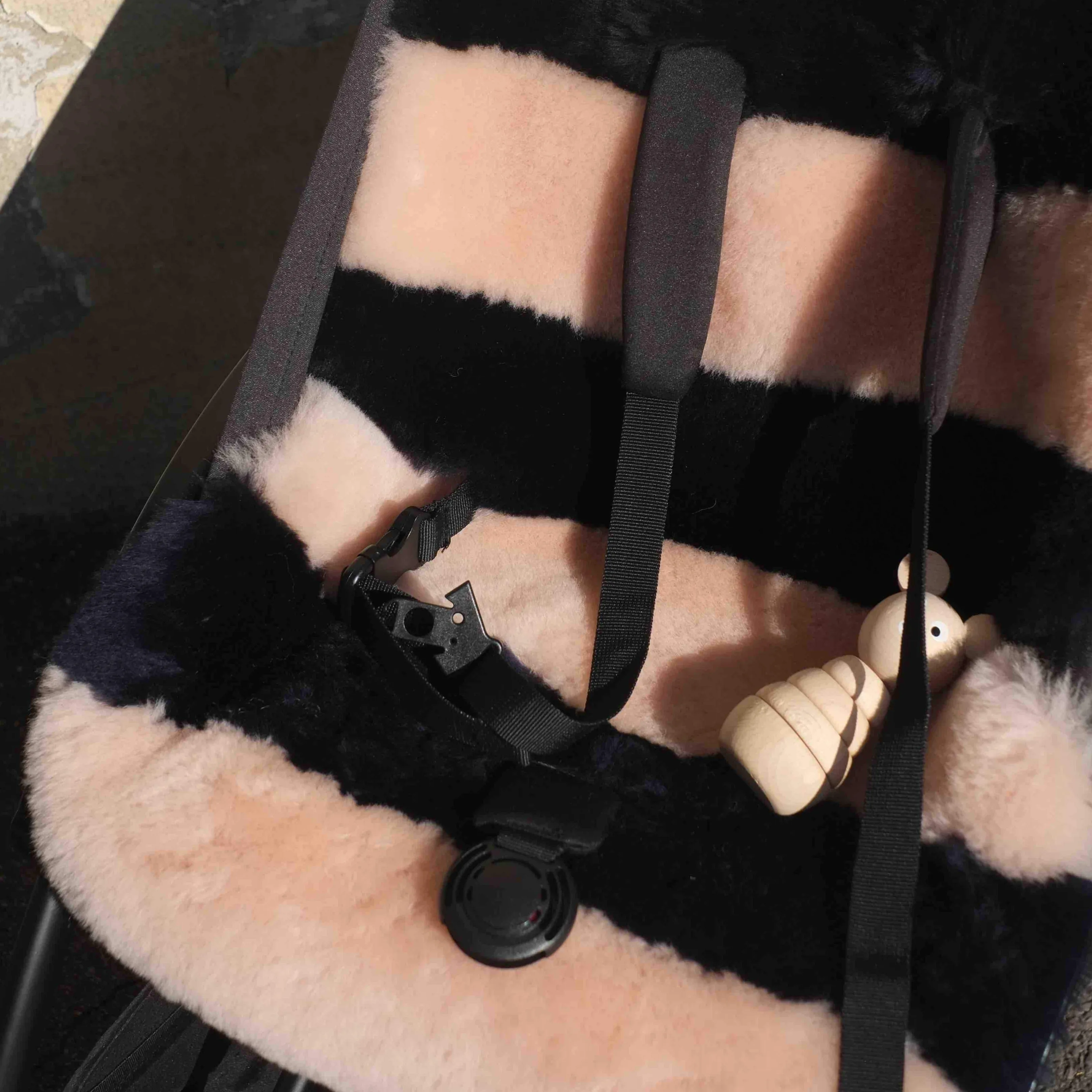 Striped Sheepskin Snuggler (Blue Rose)