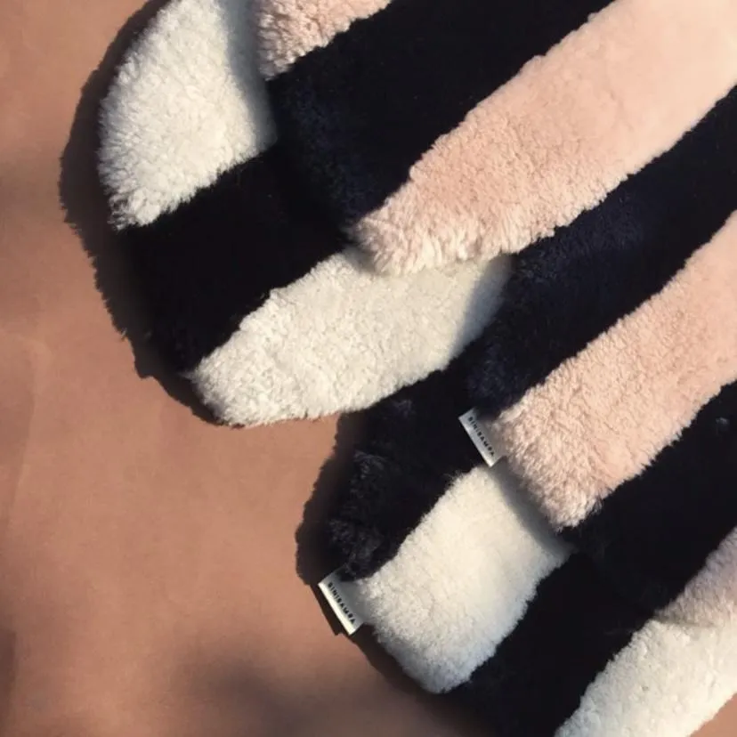 Striped Sheepskin Snuggler (Blue Rose)