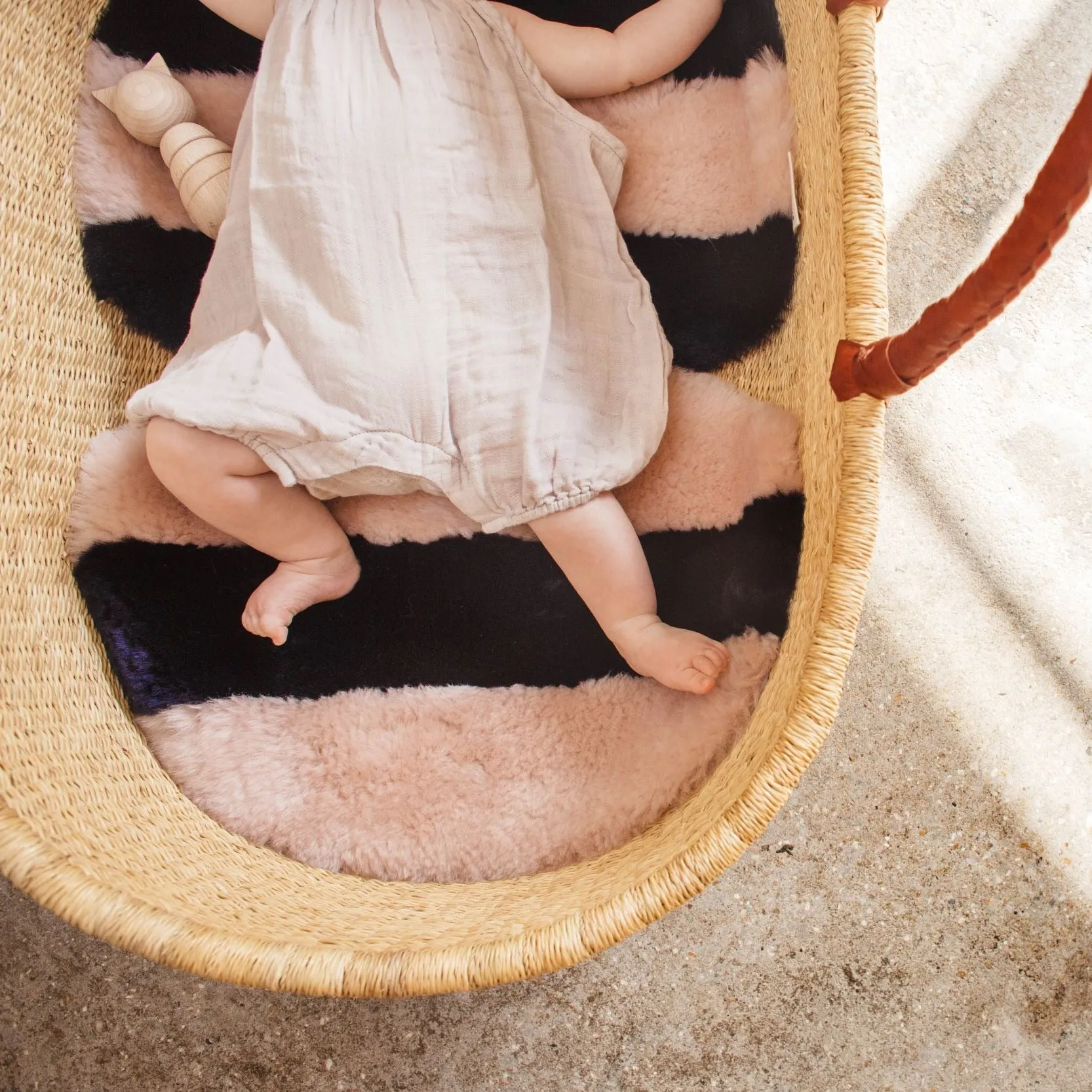 Striped Sheepskin Snuggler (Blue Rose)