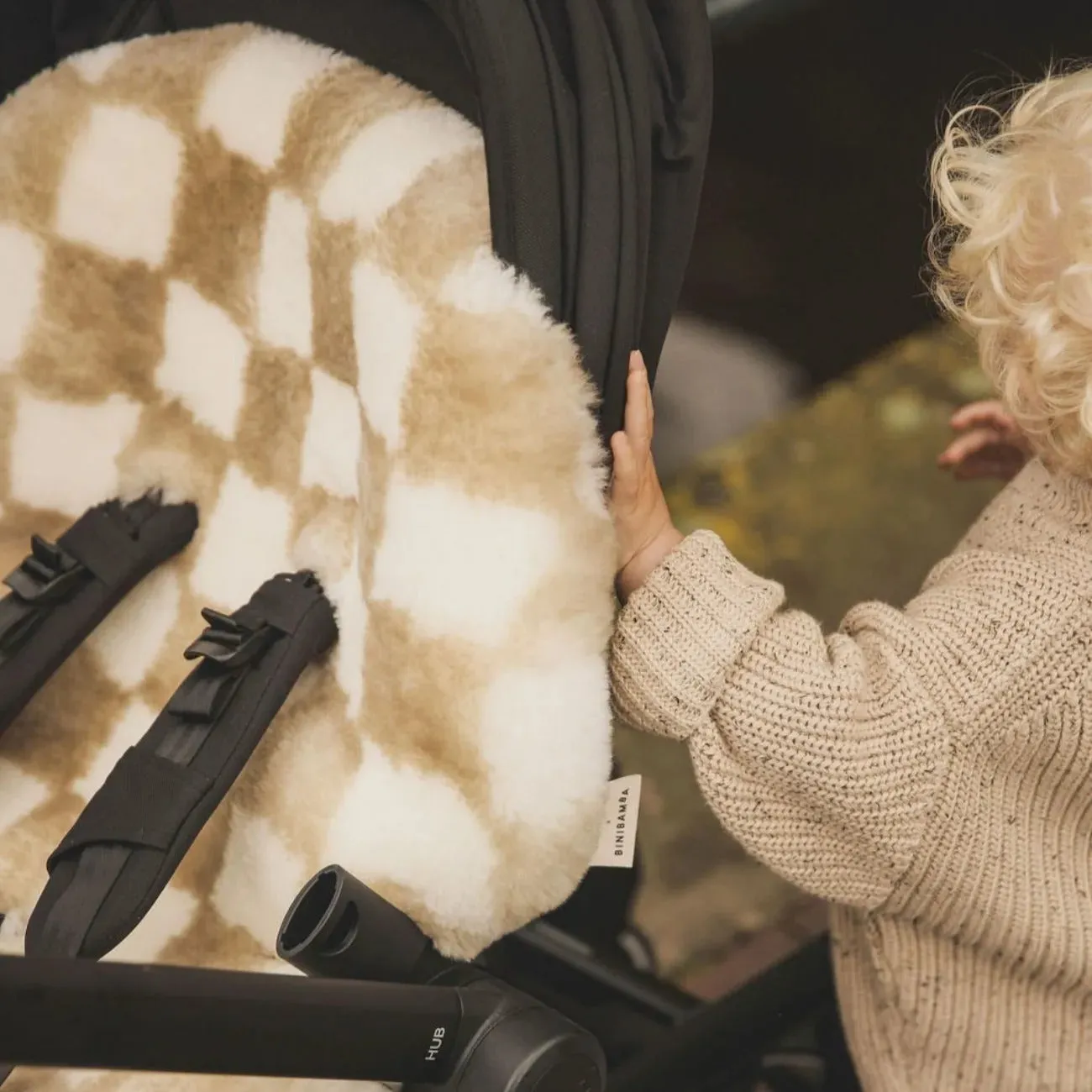 Studio Noos Checkerboard Sheepskin Snuggler (Toast)
