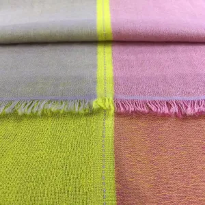 Stunning Quadra Cashmere Scarf - Bright Yellow & Pink