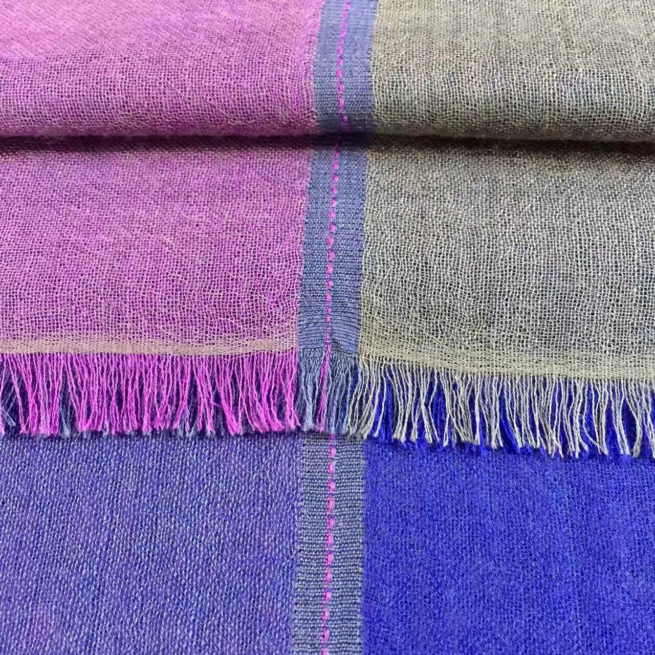 Stunning Quadra Cashmere Scarf - Bright Yellow & Pink