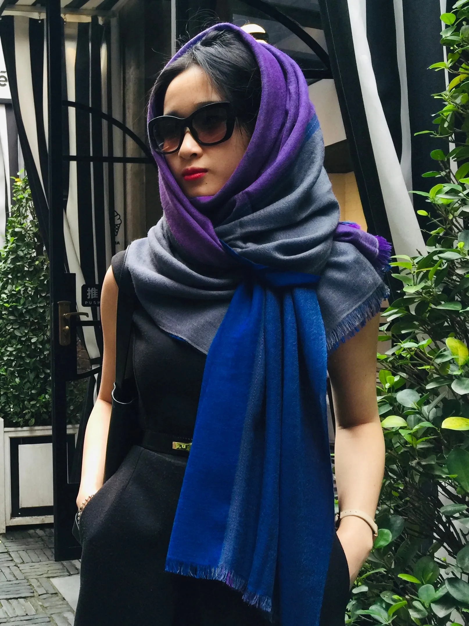 Stunning Quadra Cashmere Scarf - Bright Yellow & Pink