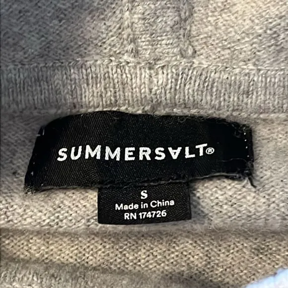 Summersalt The Coziest Merino Wool Cashmere Blend Hoodie in Wolf &amp; White Sand