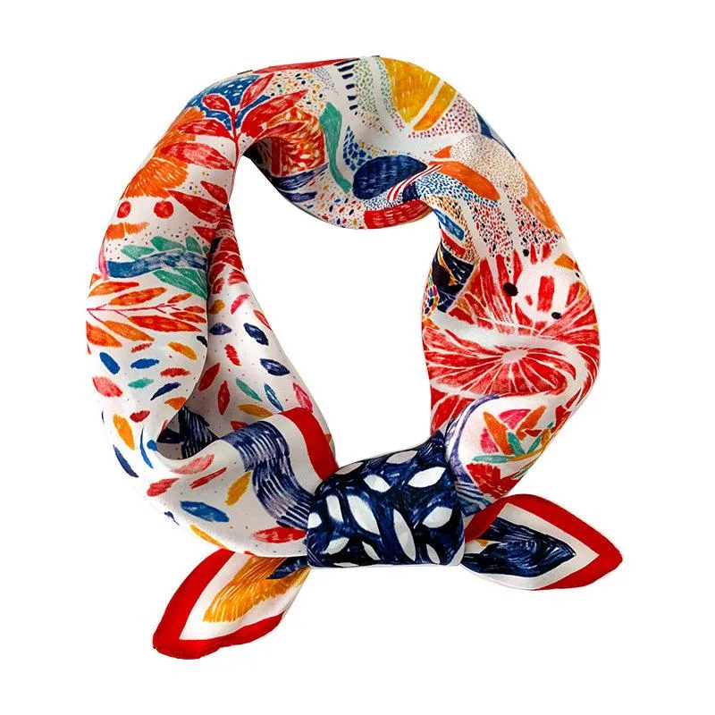 Sunscreen Silk Scarf Small Square Scarf Women's Spring And Autumn South Korea Silk Thin Versatile Mulberry Silk Elegant Scarf Internet Celebrity Small Scarf