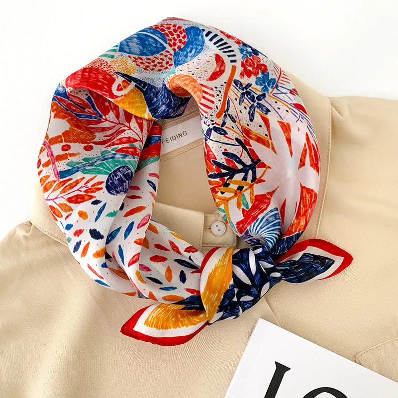 Sunscreen Silk Scarf Small Square Scarf Women's Spring And Autumn South Korea Silk Thin Versatile Mulberry Silk Elegant Scarf Internet Celebrity Small Scarf