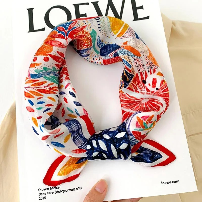 Sunscreen Silk Scarf Small Square Scarf Women's Spring And Autumn South Korea Silk Thin Versatile Mulberry Silk Elegant Scarf Internet Celebrity Small Scarf