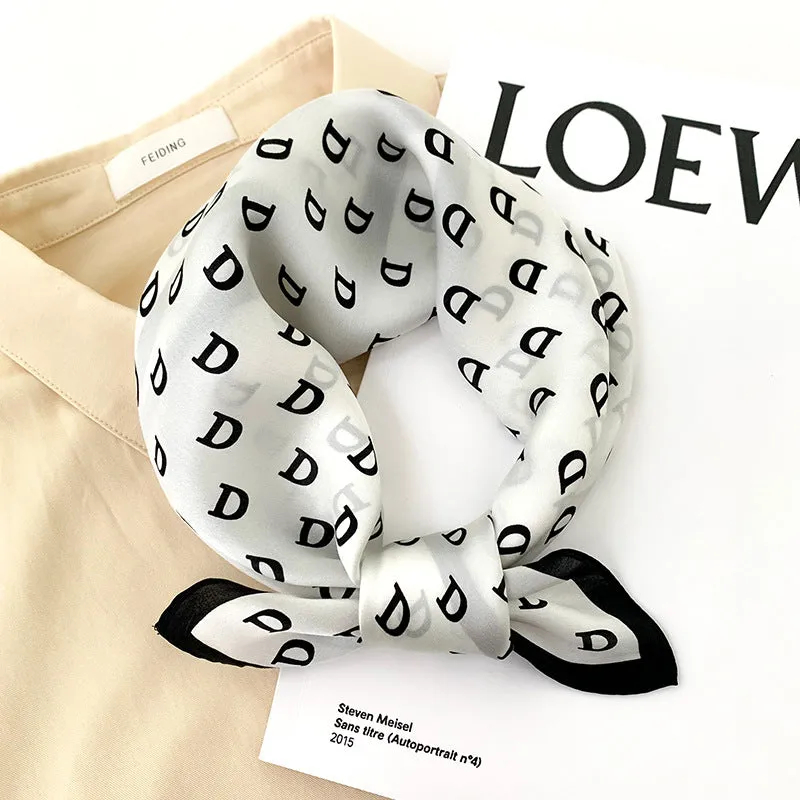 Sunscreen Silk Scarf Small Square Scarf Women's Spring And Autumn South Korea Silk Thin Versatile Mulberry Silk Elegant Scarf Internet Celebrity Small Scarf