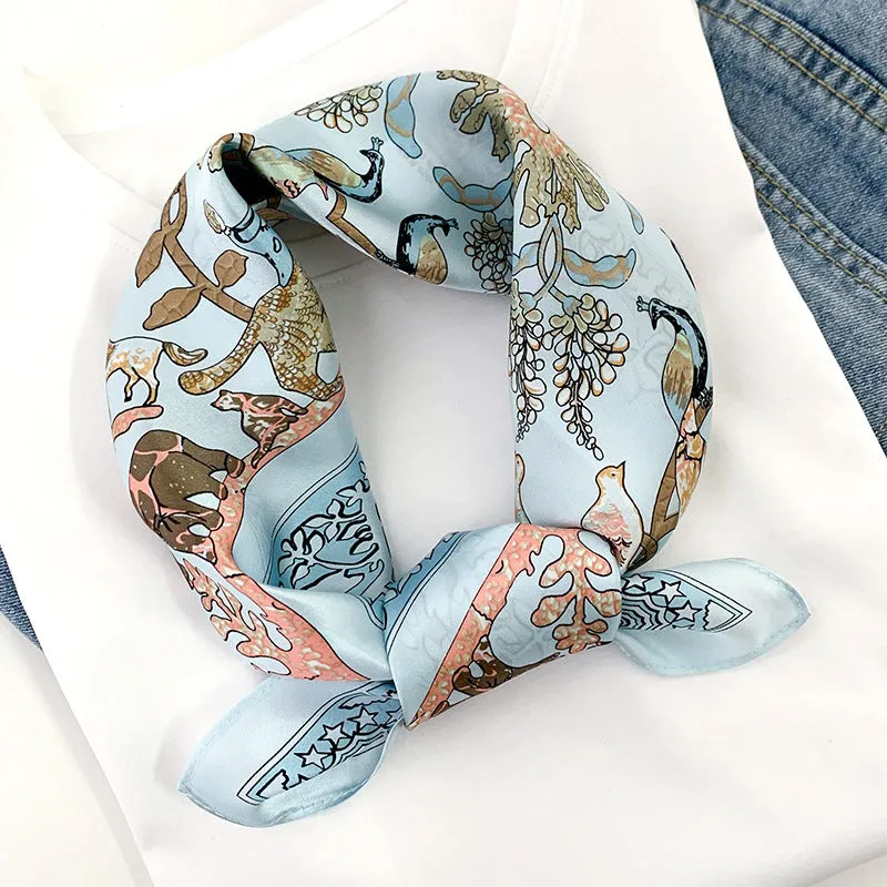Sunscreen Silk Scarf Small Square Scarf Women's Spring And Autumn South Korea Silk Thin Versatile Mulberry Silk Elegant Scarf Internet Celebrity Small Scarf