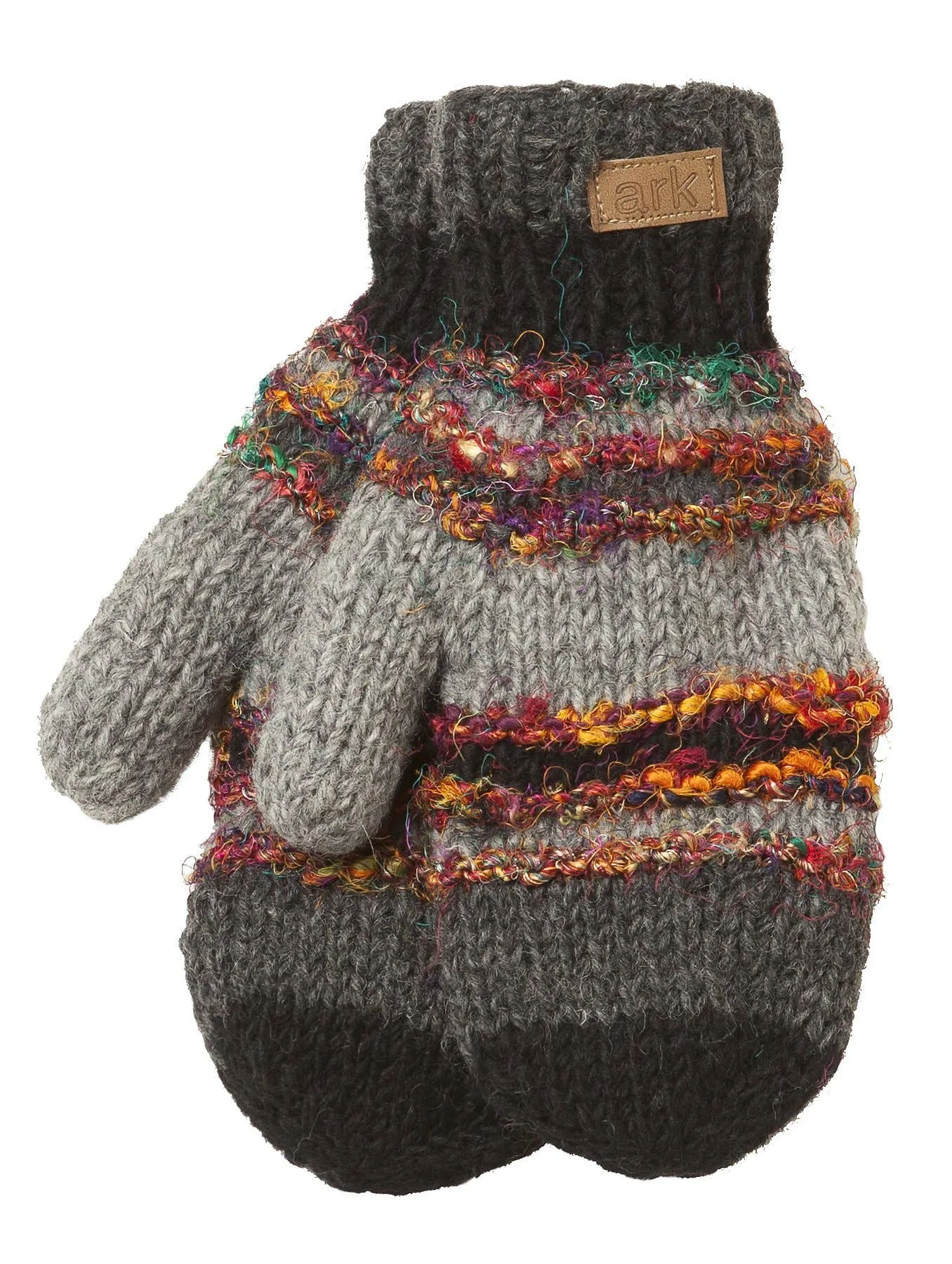 Swool Stripe Mittens - Black/Gray
