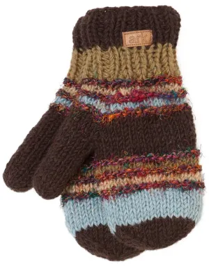 Swool Stripe Mittens - Choco Blue