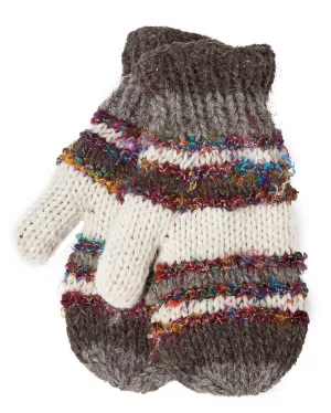 Swool Stripe Mittens - Natural/White