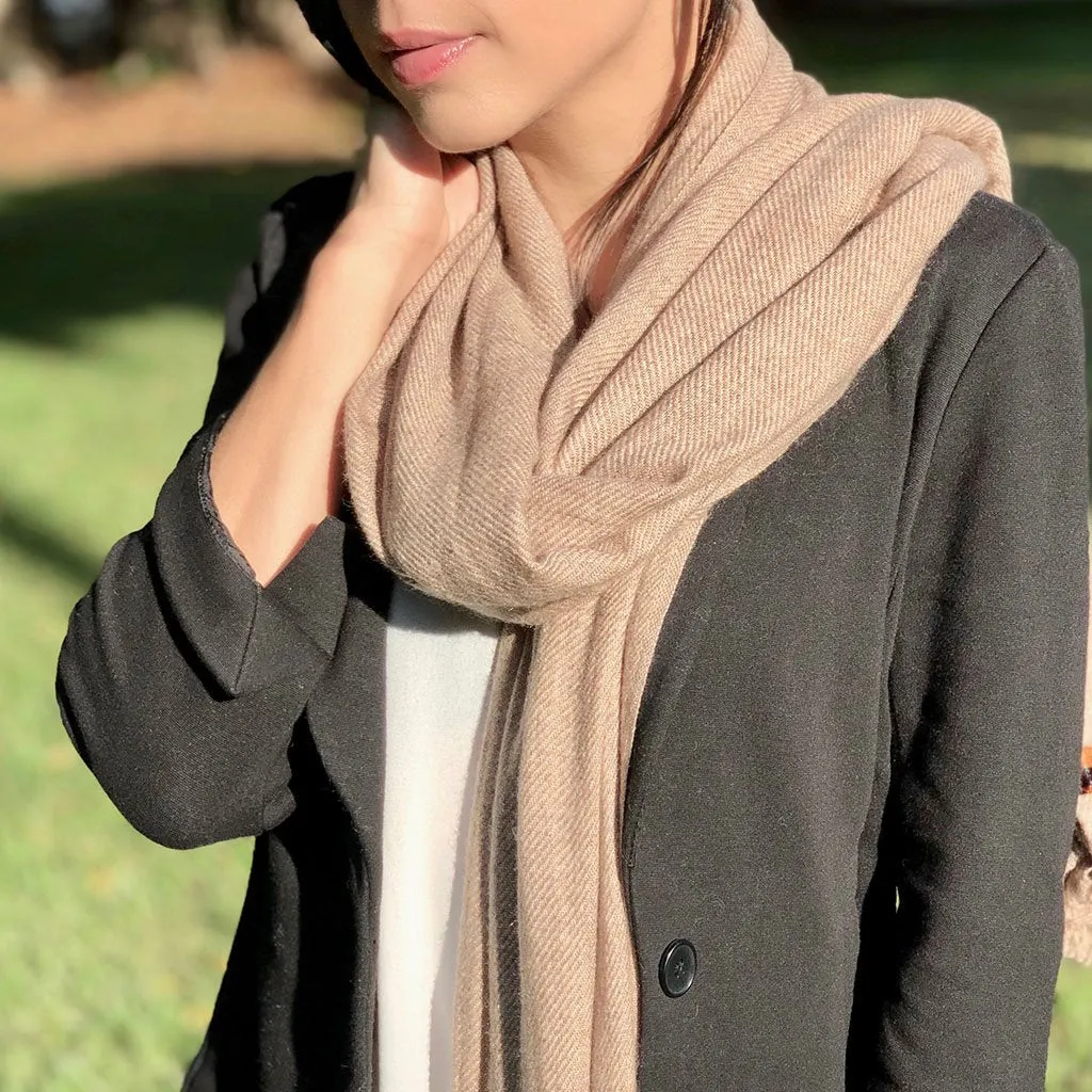 Taupe Handloom Cashmere Scarf