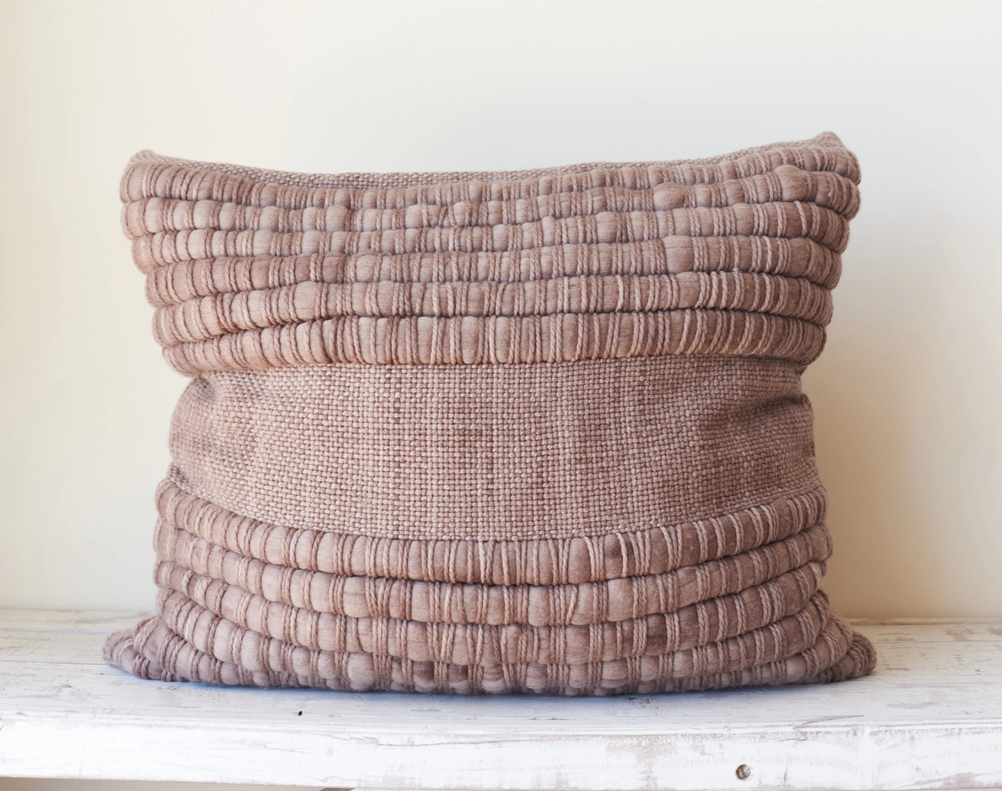 Taupe Pillow Cover in Woven Merino Wool  Mista 19x22