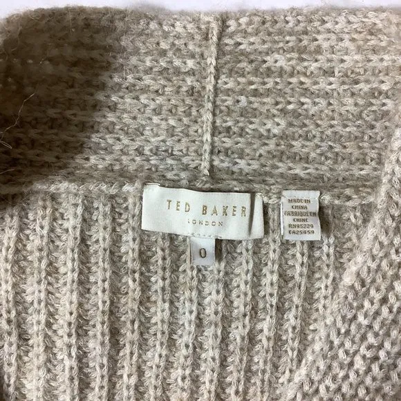 Ted Baker Beige V-Neck Rieliaa Alpaca Blend Sweater