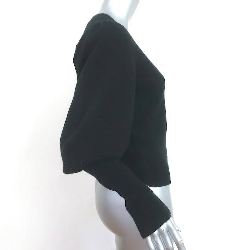 The Kooples Blouson Sleeve V-Neck Sweater Black Wool-Cashmere Size 1 NEW
