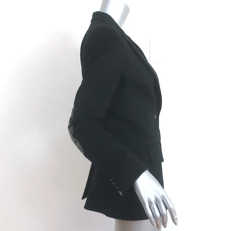 The Row Croc-Embossed Elbow Patch Blazer Black Size 4 Two-Button Jacket