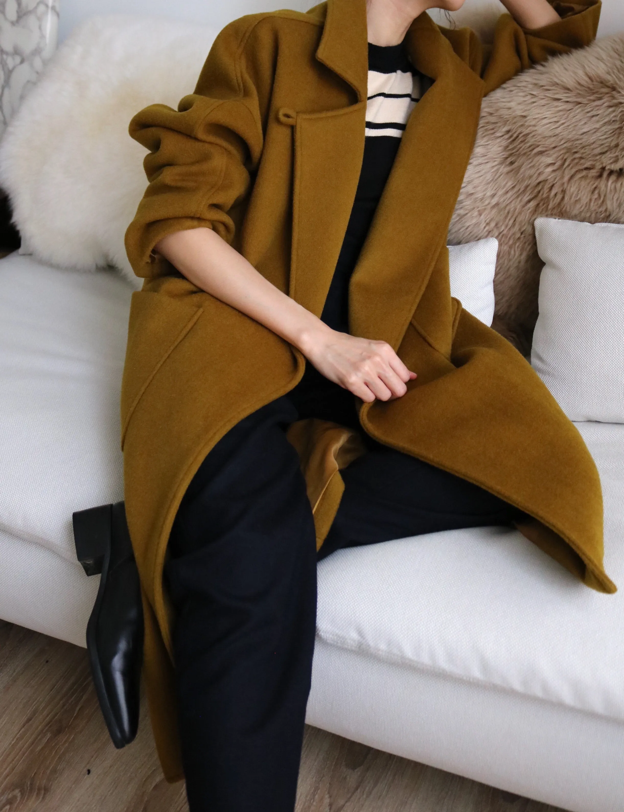 Theory coat-dark mustard