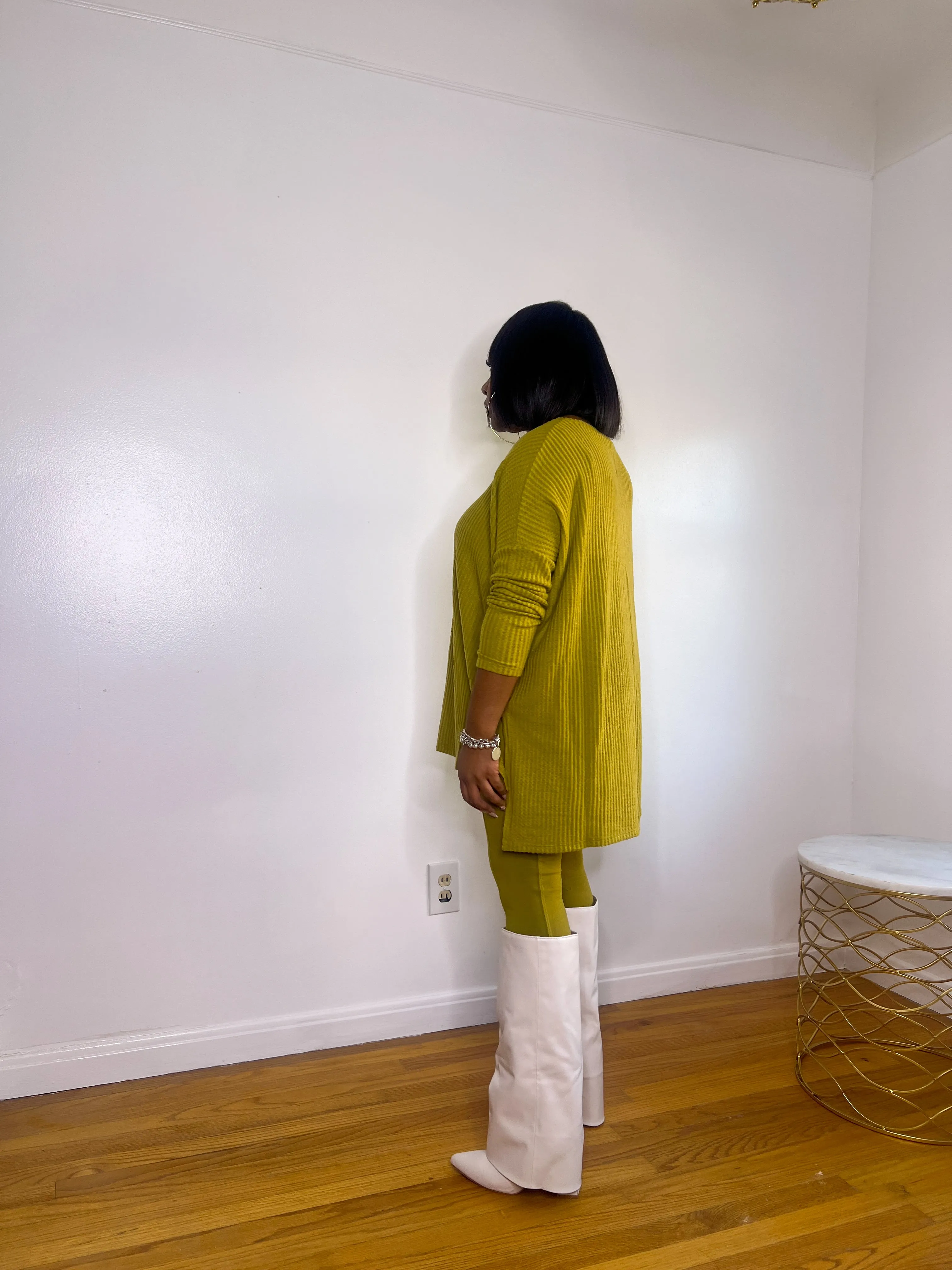 Thermal V-neck Waffle Sweater