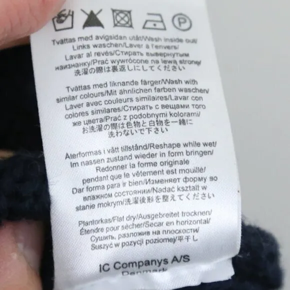 TIGER OF SWEDEN Ina Wool Acrylic Full Zip Cable Knit Navy Blue Sweater