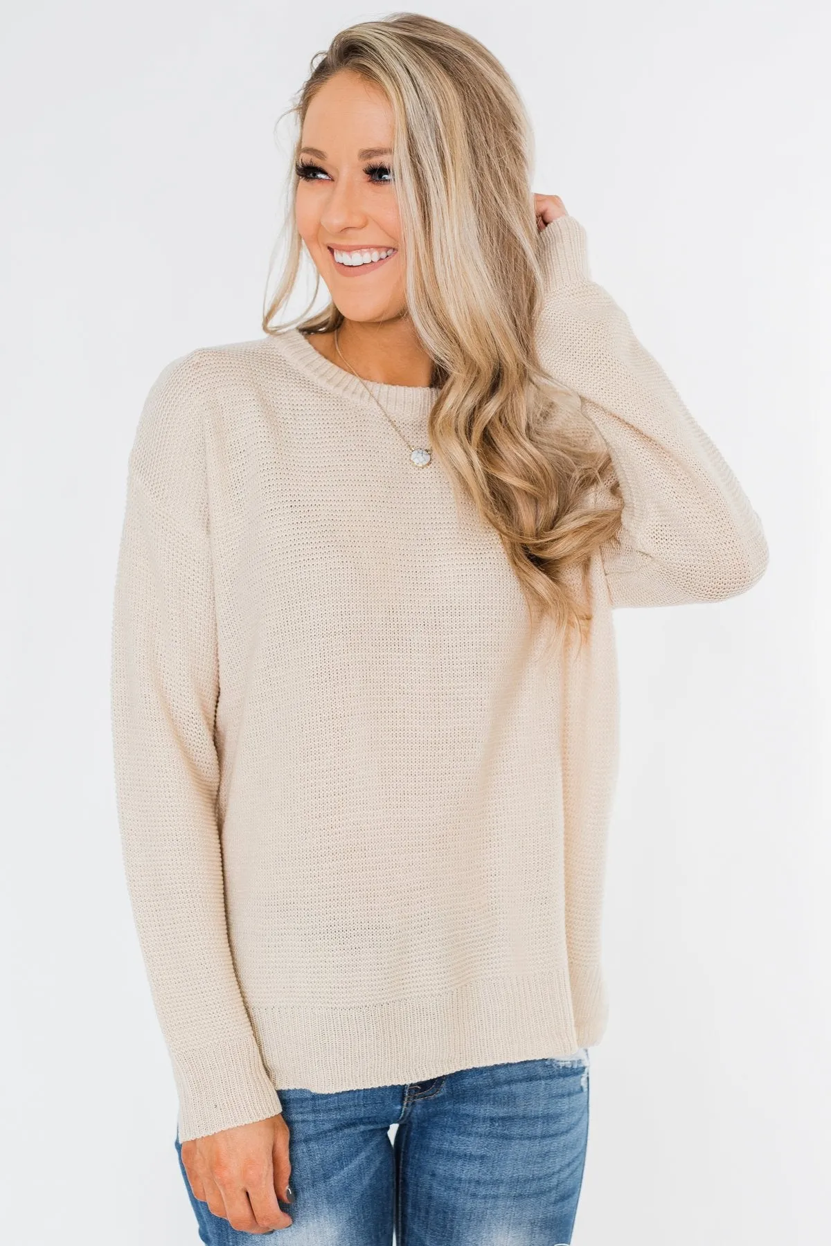 Today Is The Day Knit Sweater- Cream
